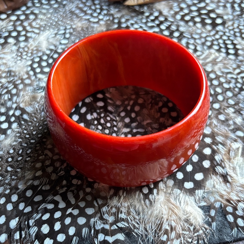 Bold Orange Celluloid Bangle Bracelet